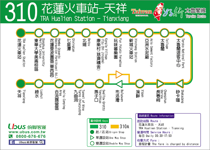 Rich results on Google's SERP when searching for 'เที่ยวอุทยานแห่งชาติทาโรโกะ', 'รถบัส 310 ทาโรโกะ’, '310 TRA Hualien Station-Tianxiang', and 'Bus 310 Taroko Route' 